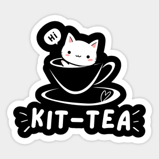 Kit-Tea Funny Cat in a Cup Sticker